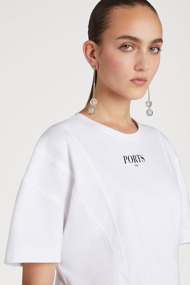 WHITE PRINTED JERSEY T-SHIRT