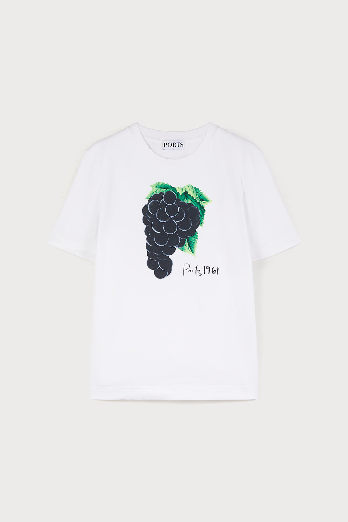 White Jersey T-shirt with Grape Print