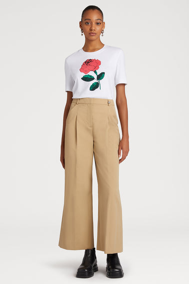 Jersey Tee with Rose Front Back Print