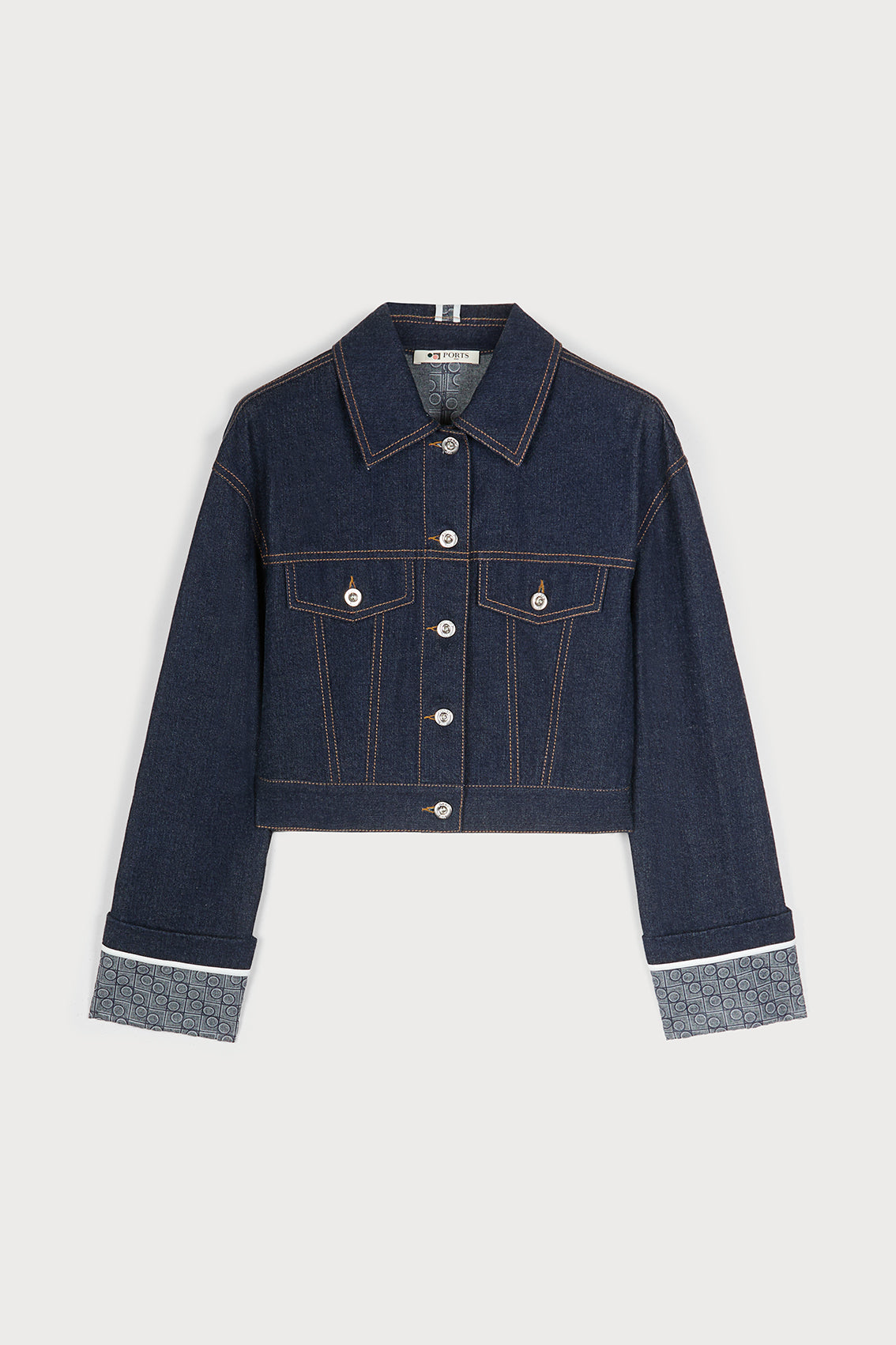 P LOGO CONTRAST DENIM JACKET