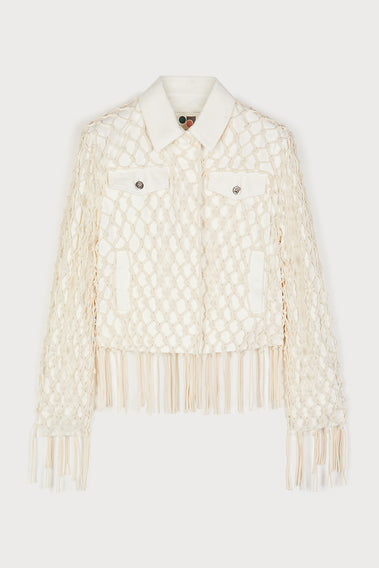 WEAVING INSPIRED WHITE DENIM JACKET