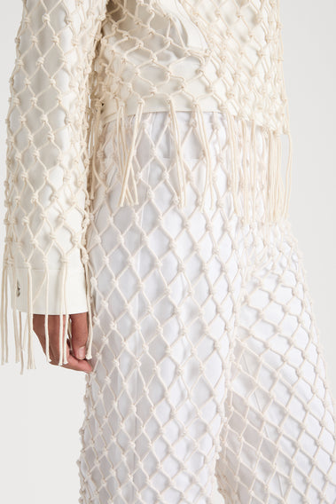 WEAVING INSPIRED WHITE DENIM JACKET