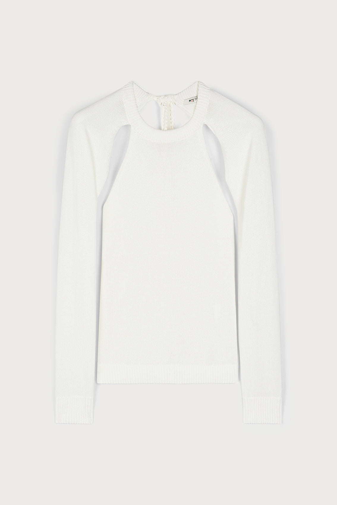 CUTOUT COUTURE SWEATER IN WHITE