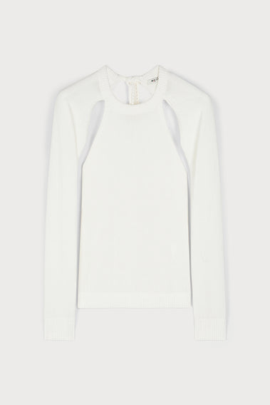 CUTOUT COUTURE SWEATER IN WHITE