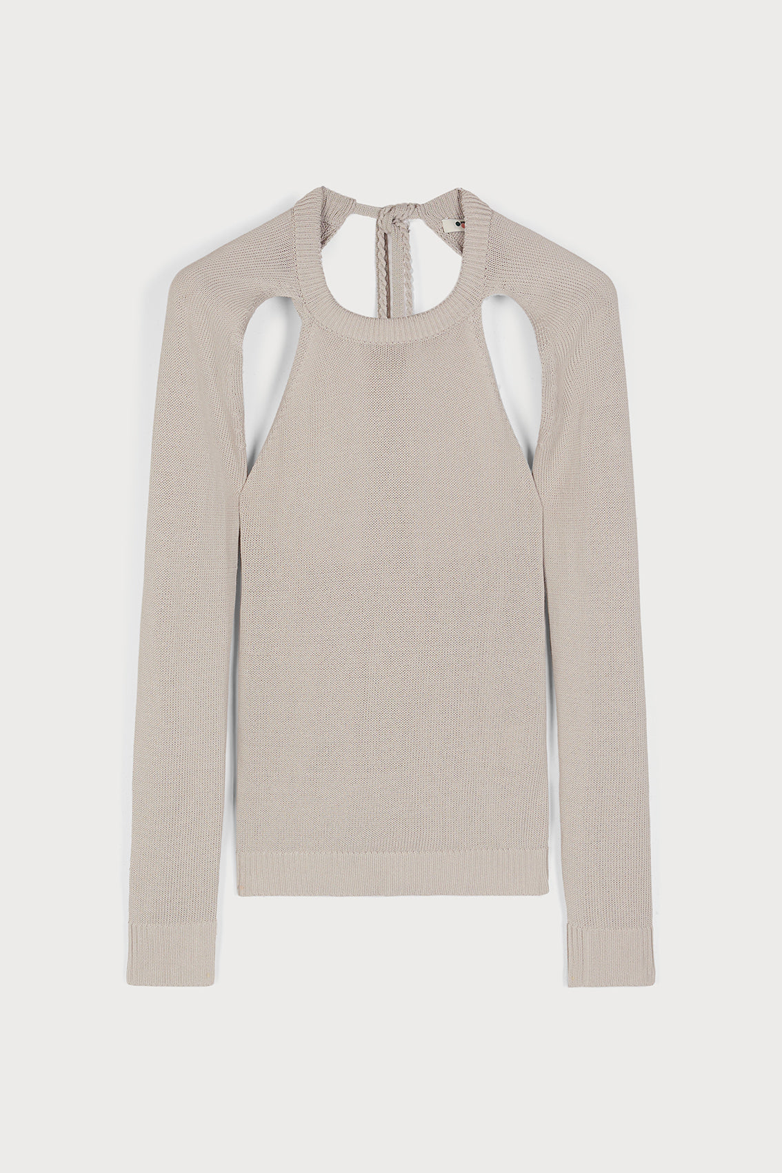 CUTOUT COUTURE SWEATER IN STONE COLOUR