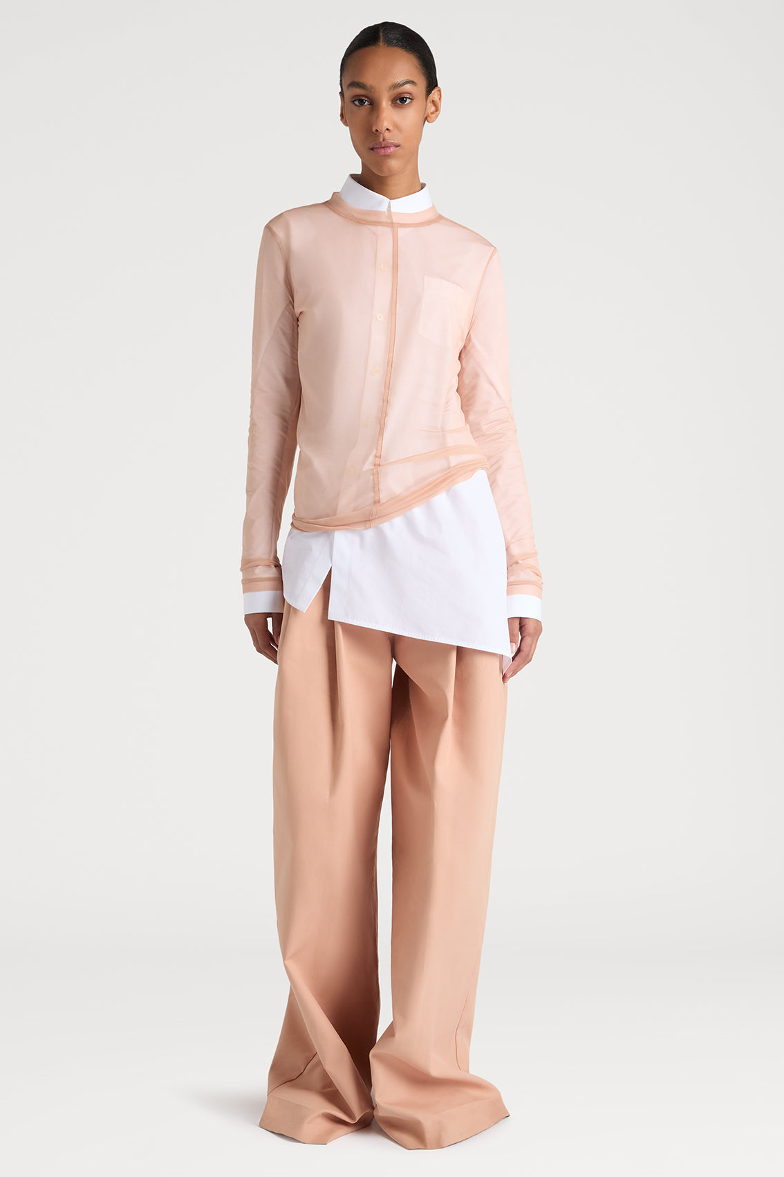 ROSE PETAL SHEER LONG SLEEVE TOP