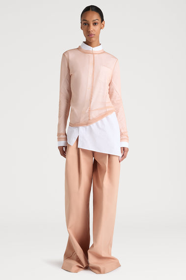 ROSE PETAL SHEER LONG SLEEVE TOP