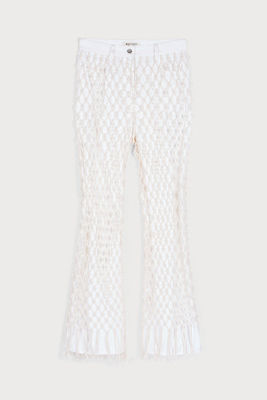 WEAVING INSPIRED WHITE DENIM JEANS