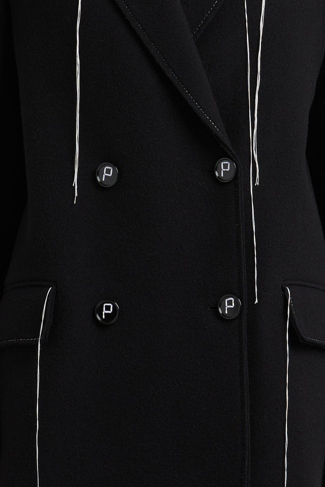 Double Breasted Coat with Contras Stitching
