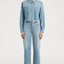 Stone-washed Light Indigo Denim Shirt with Bells