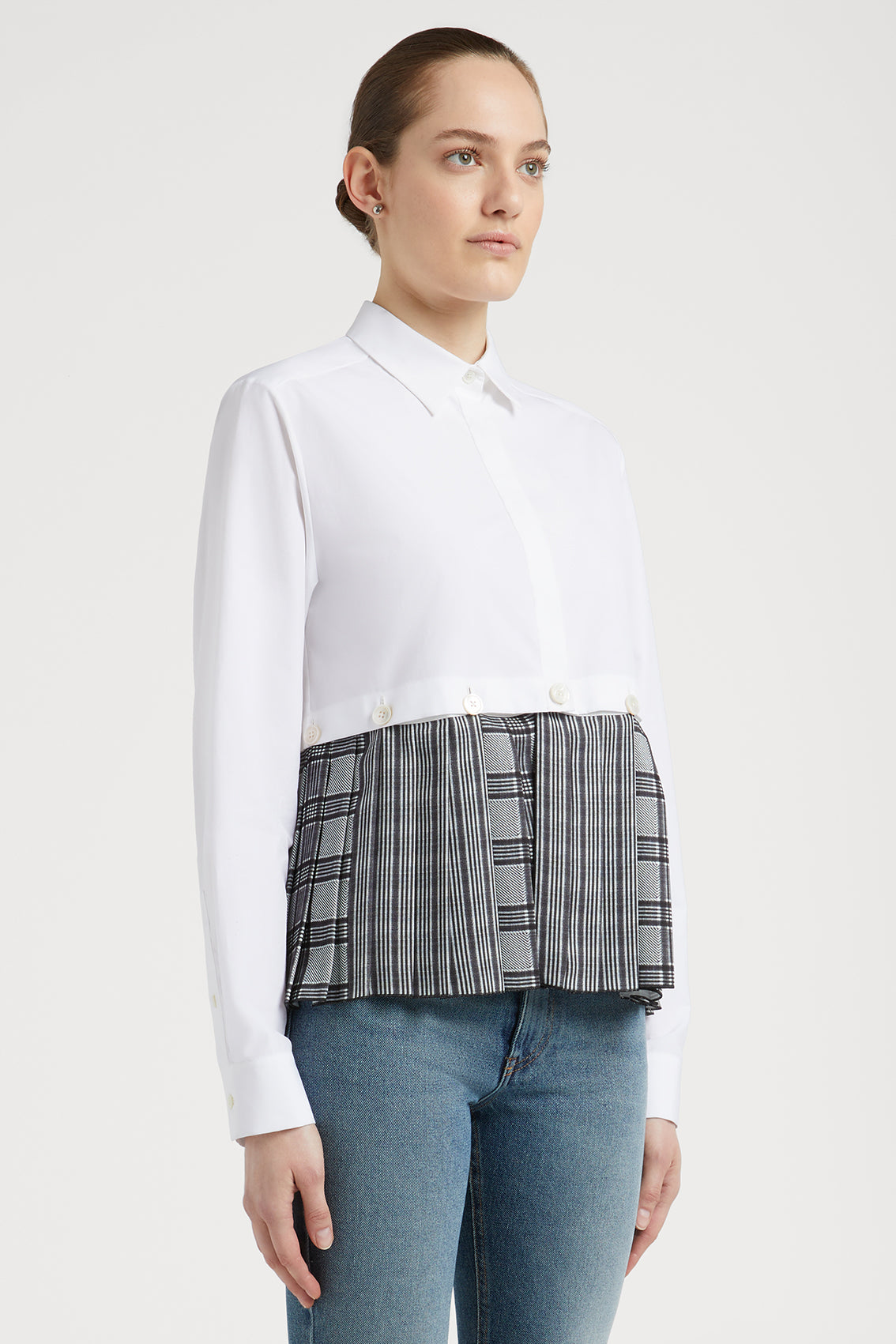 Long Sleeve Shirt with Checkered Plisse