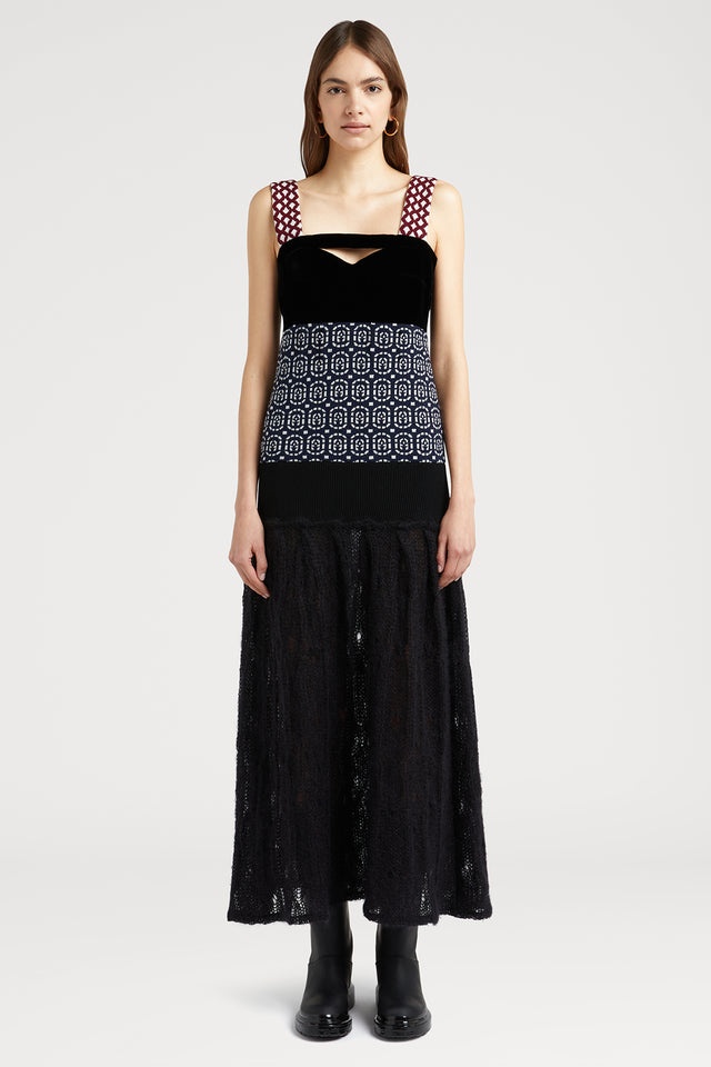 Sleeveless Mix Jacquard Knit Dress