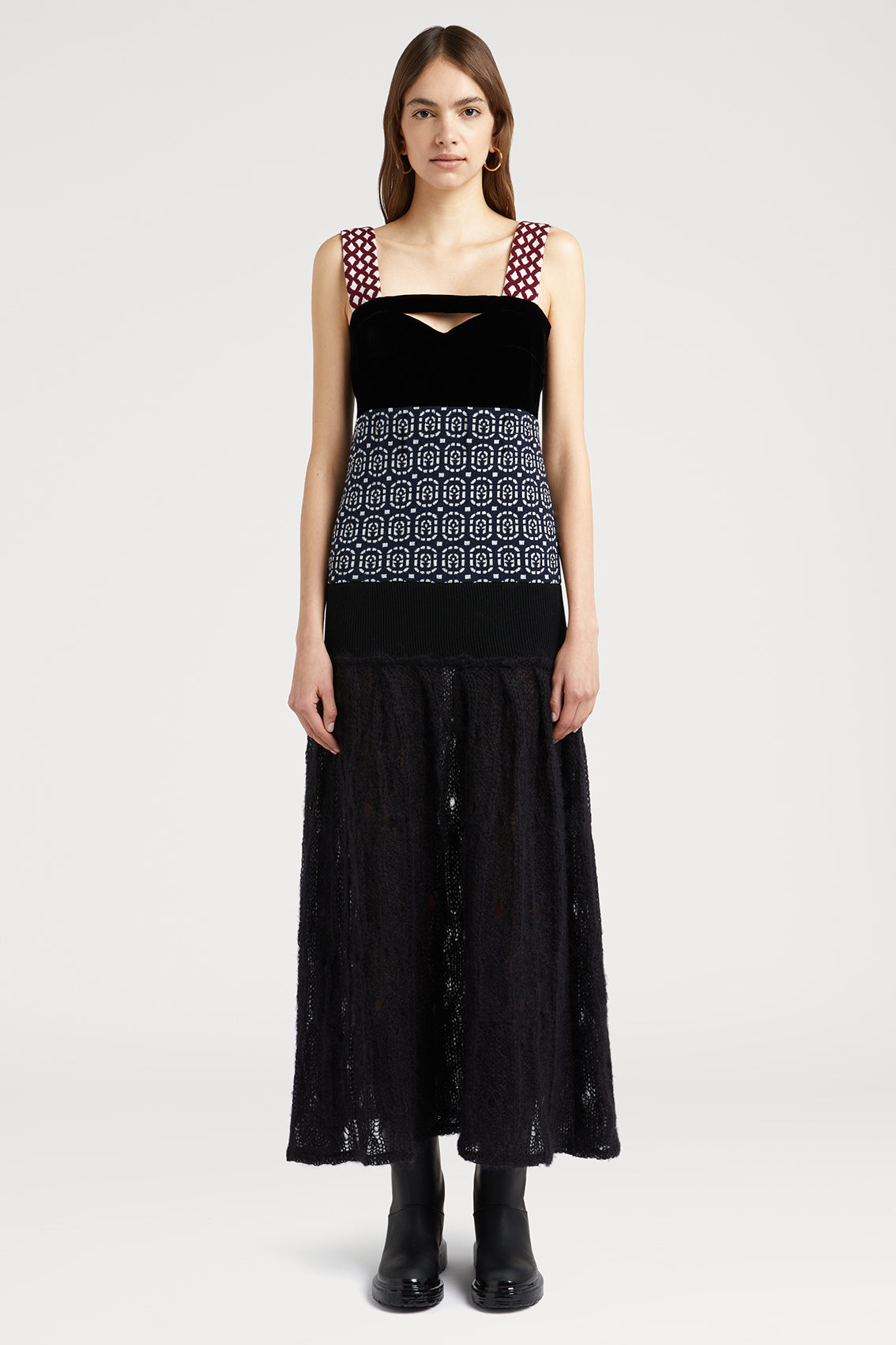 Sleeveless Mix Jacquard Knit Dress