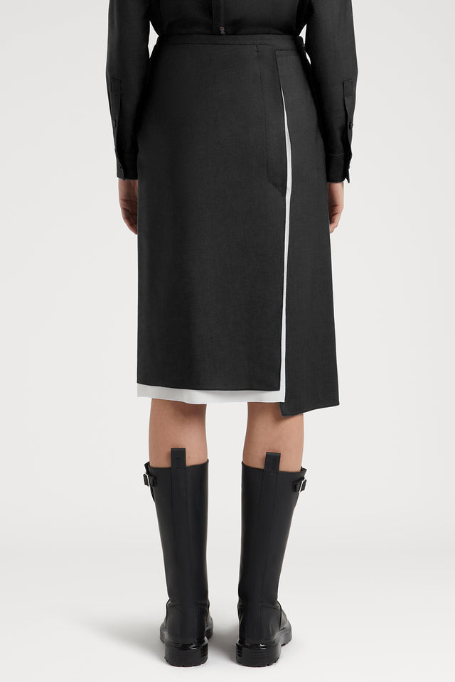 Front Pleat Midi Skirt