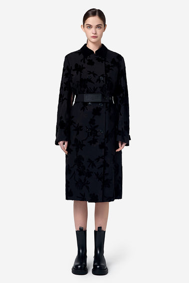 TONE ON TONE FLORAL PRINT TRENCH