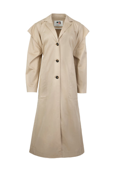 BEIGE COTTON CUT OUT TRENCH