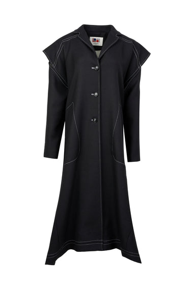 BLACK POLYESTER WOOL CUT OUT JACKET