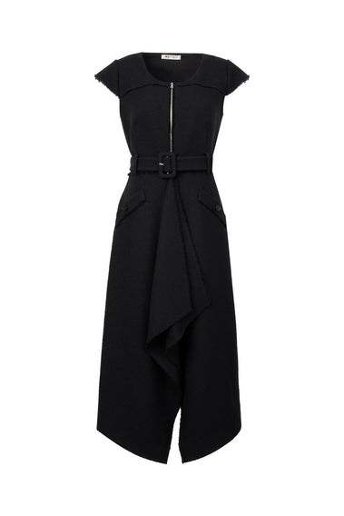 BLACK WOOL ACRYLIC DRESS
