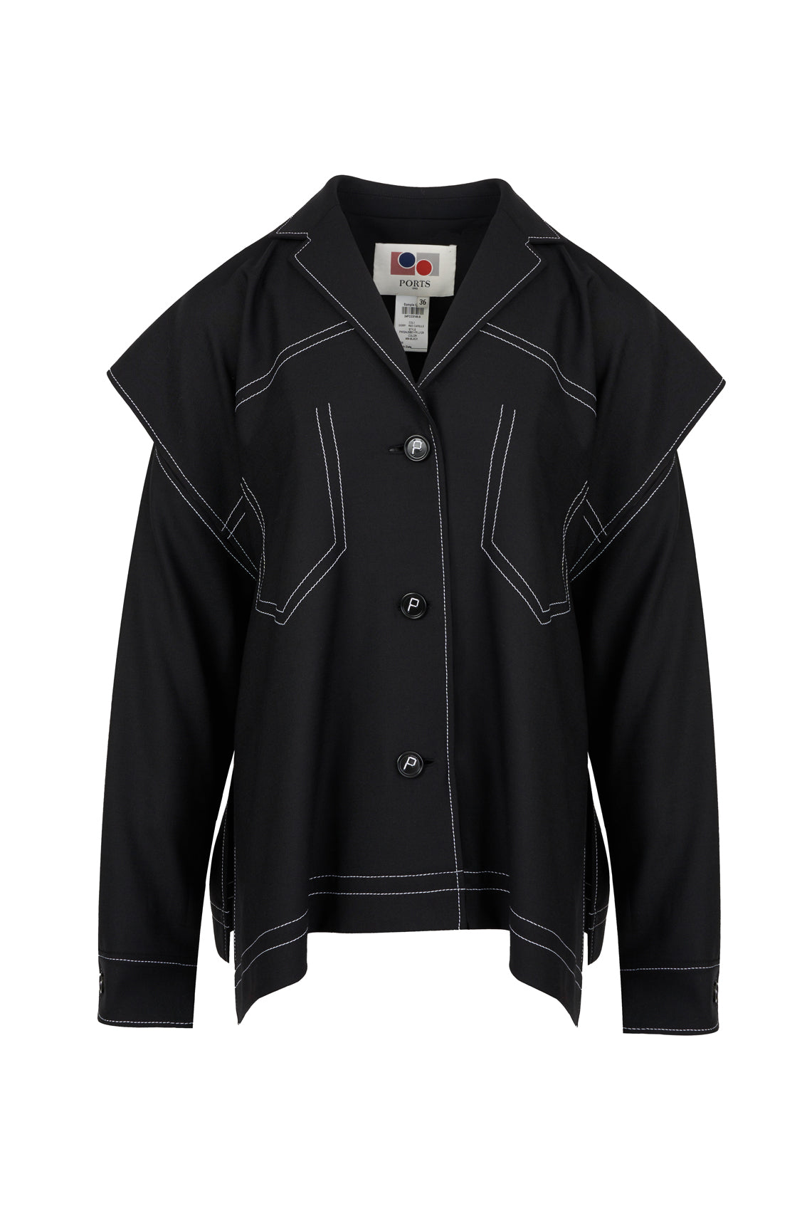 Polyester Cut Out BLACK POLYESTER WOOL CUT OUT JACKET – Ports1961