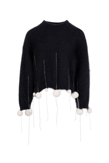 POM POM ROUND-NECK MOHAIR SILK KNITWEAR