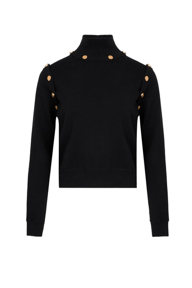 PORTS 1961 GOLD LOGO BUTTON KNITWEAR IN BLACK