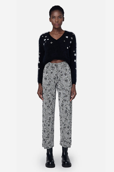 BLACK MOHAIR SILK V-NECK KNITWEAR
