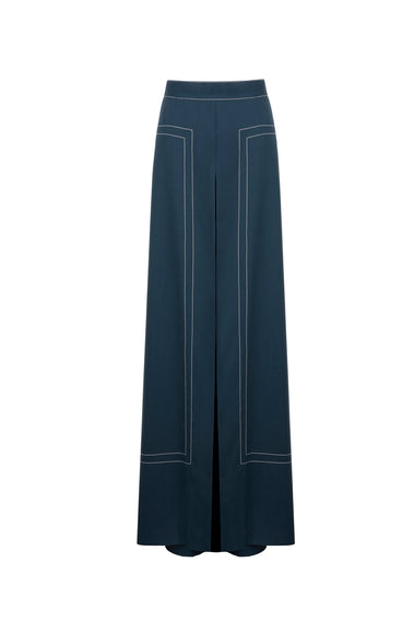 NAVY WHITE STITCHING TROUSERS