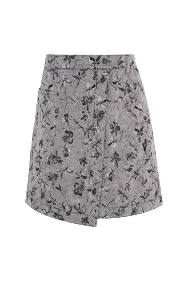 FLORAL DENIM JACQUARD SKIRT