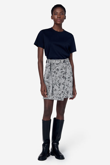 FLORAL DENIM JACQUARD SKIRT