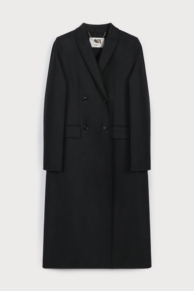 BLACK CAPE-STYLE COAT
