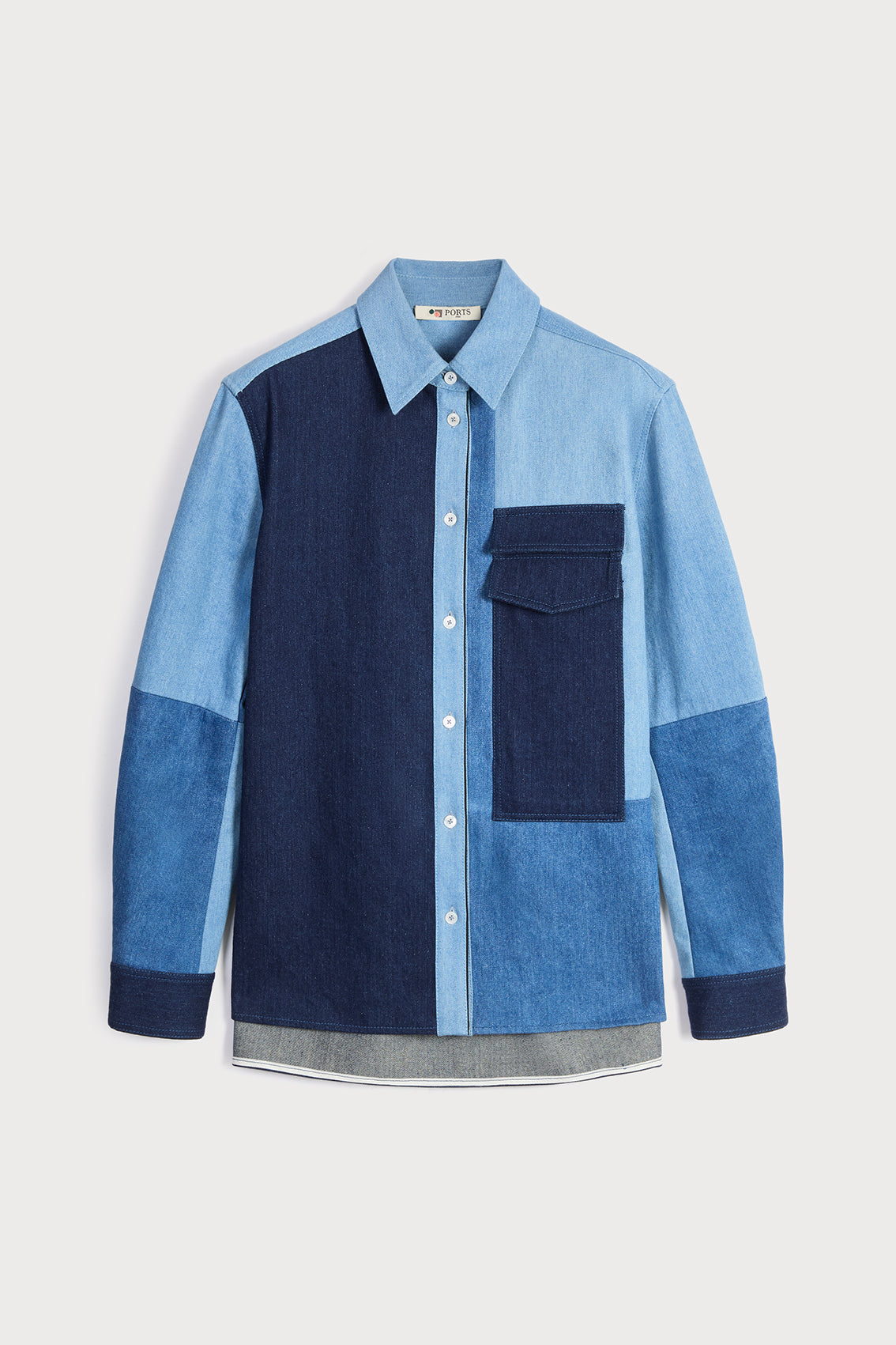 SOPHISTICATED TWO-TONE DENIM SHIRT