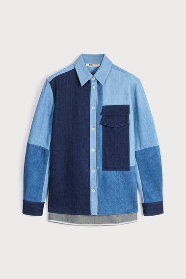 SOPHISTICATED TWO-TONE DENIM SHIRT