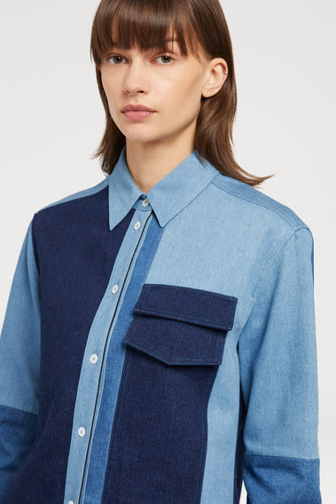 SOPHISTICATED TWO-TONE DENIM SHIRT