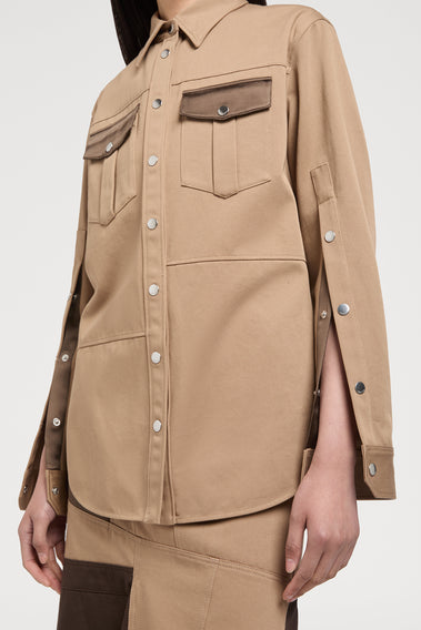 LUXURIOUS CAMEL HUE CARGO SHIRT