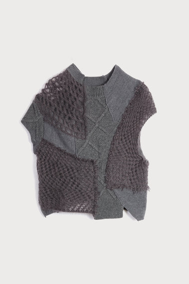 STYLISH MESH PATCHWORK KNITWEAR