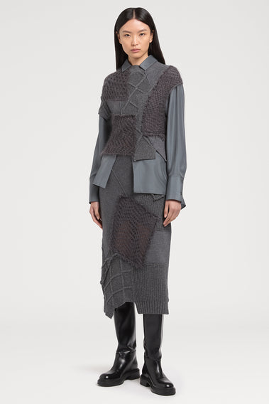 STYLISH MESH PATCHWORK KNITWEAR