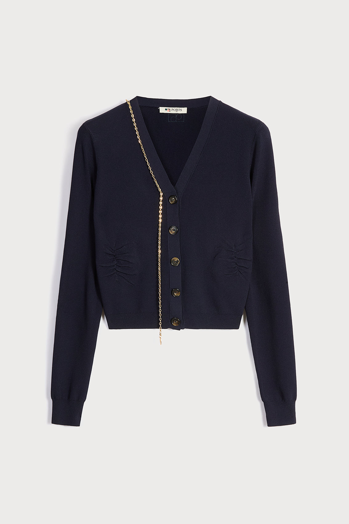 STRIKING CHAIN DETAIL DESIGN CARDIGAN