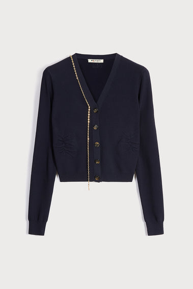 STRIKING CHAIN DETAIL DESIGN CARDIGAN