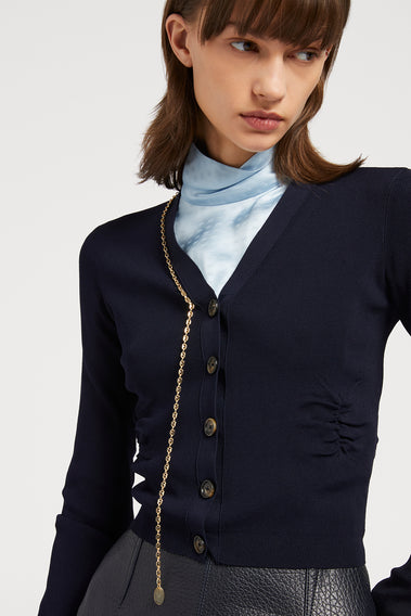 STRIKING CHAIN DETAIL DESIGN CARDIGAN