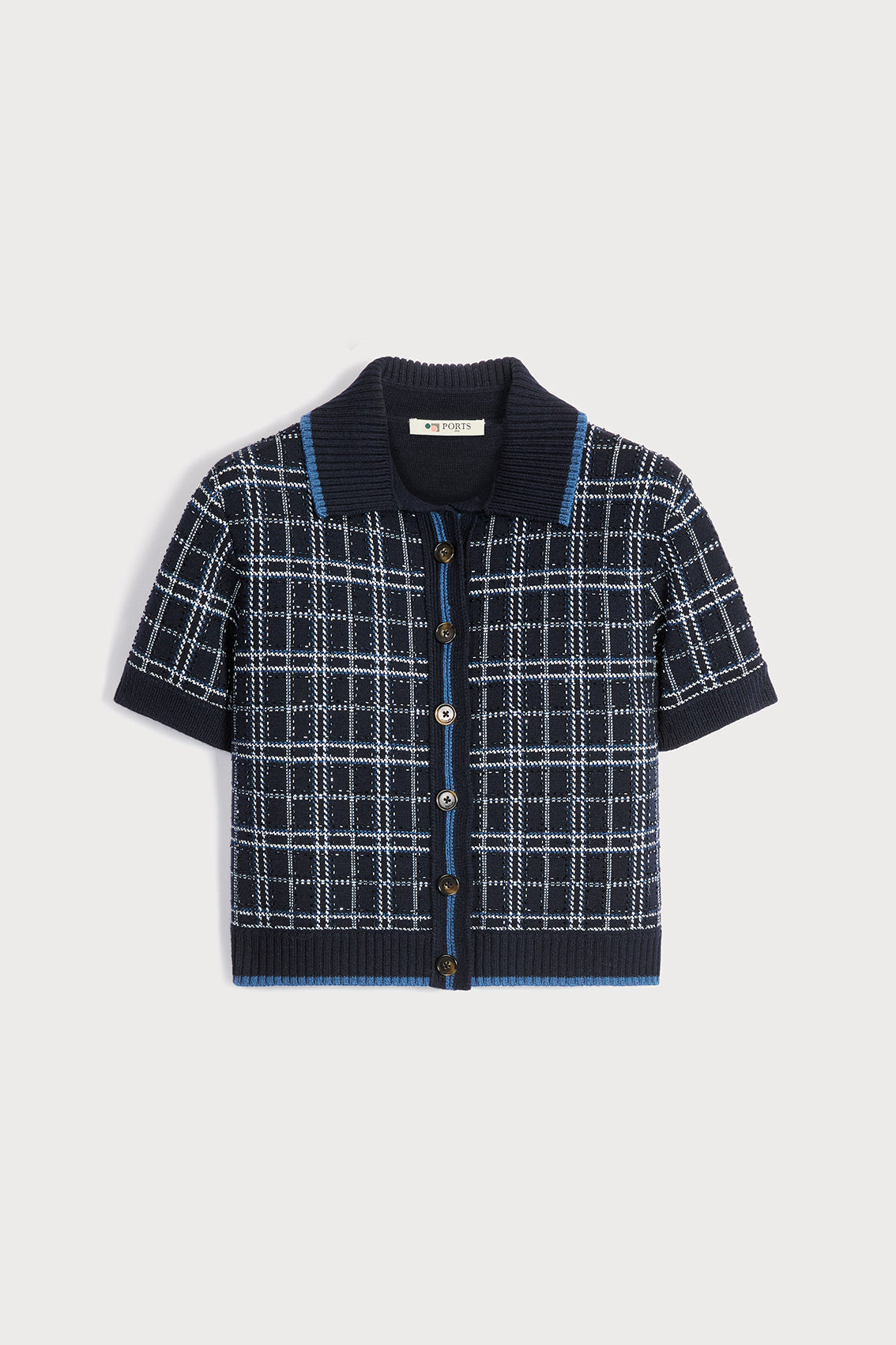 SHORT-SLEEVE BLUE CHECK POLO