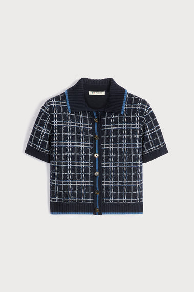 SHORT-SLEEVE BLUE CHECK POLO