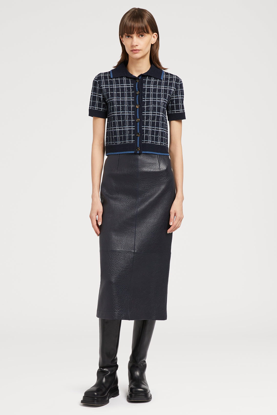 SHORT-SLEEVE BLUE CHECK POLO