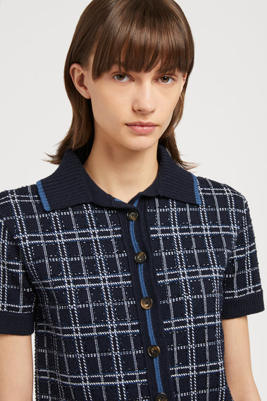 SHORT-SLEEVE BLUE CHECK POLO