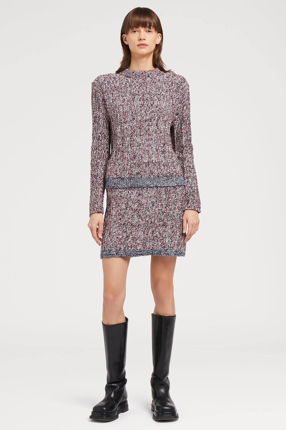 RICH BURGUNDY WOOL MIX SKIRT