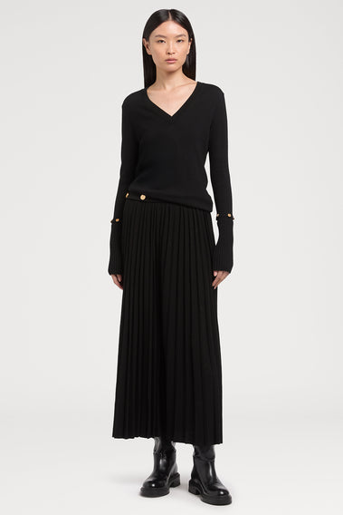 CHIC KNITTED SKIRT WITH GOLD BUTTONS