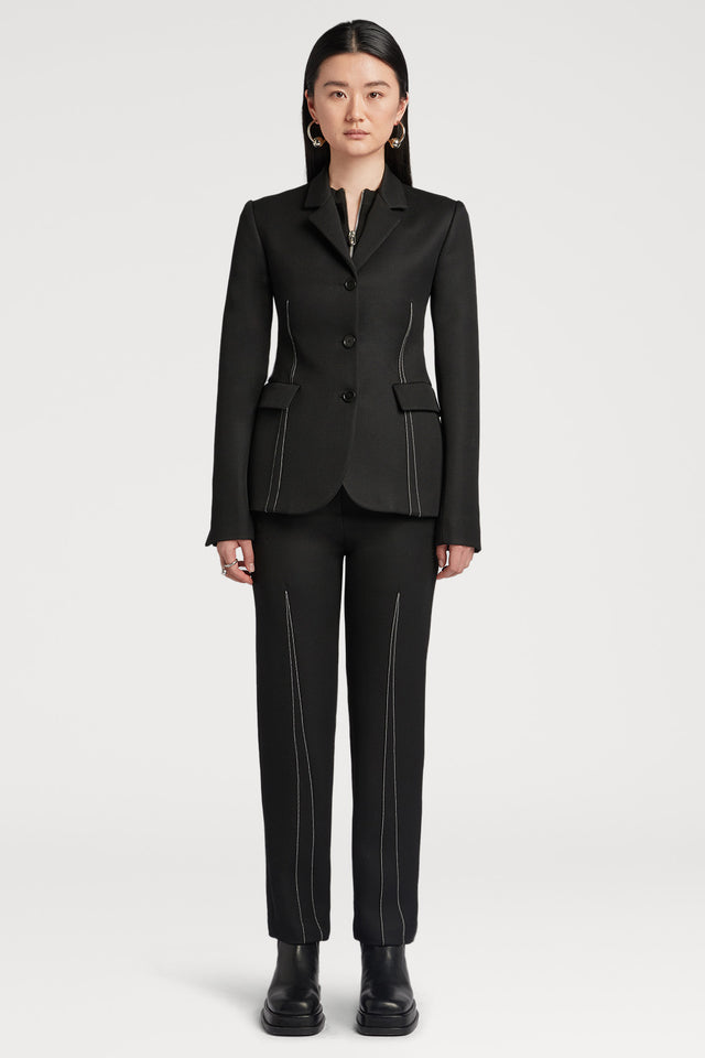 Tailored Blazer with Contrast Stitching
