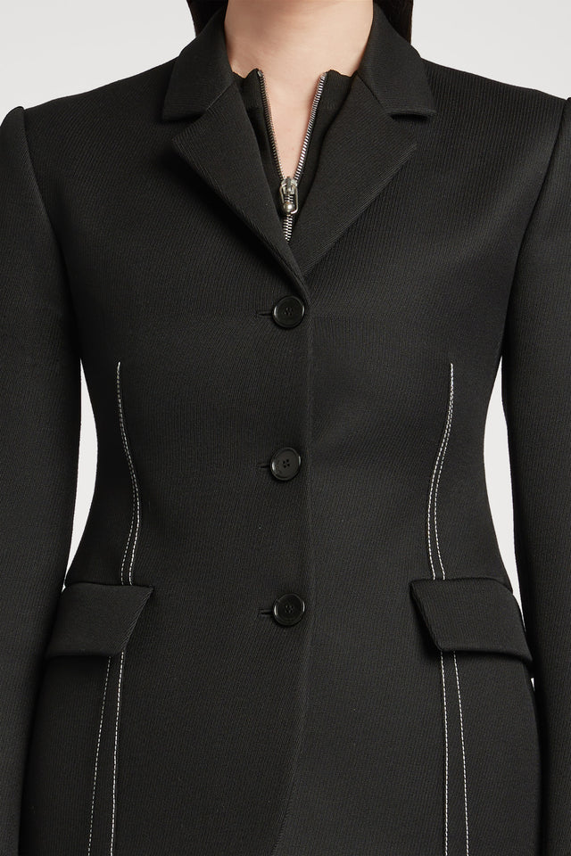 Tailored Blazer with Contrast Stitching