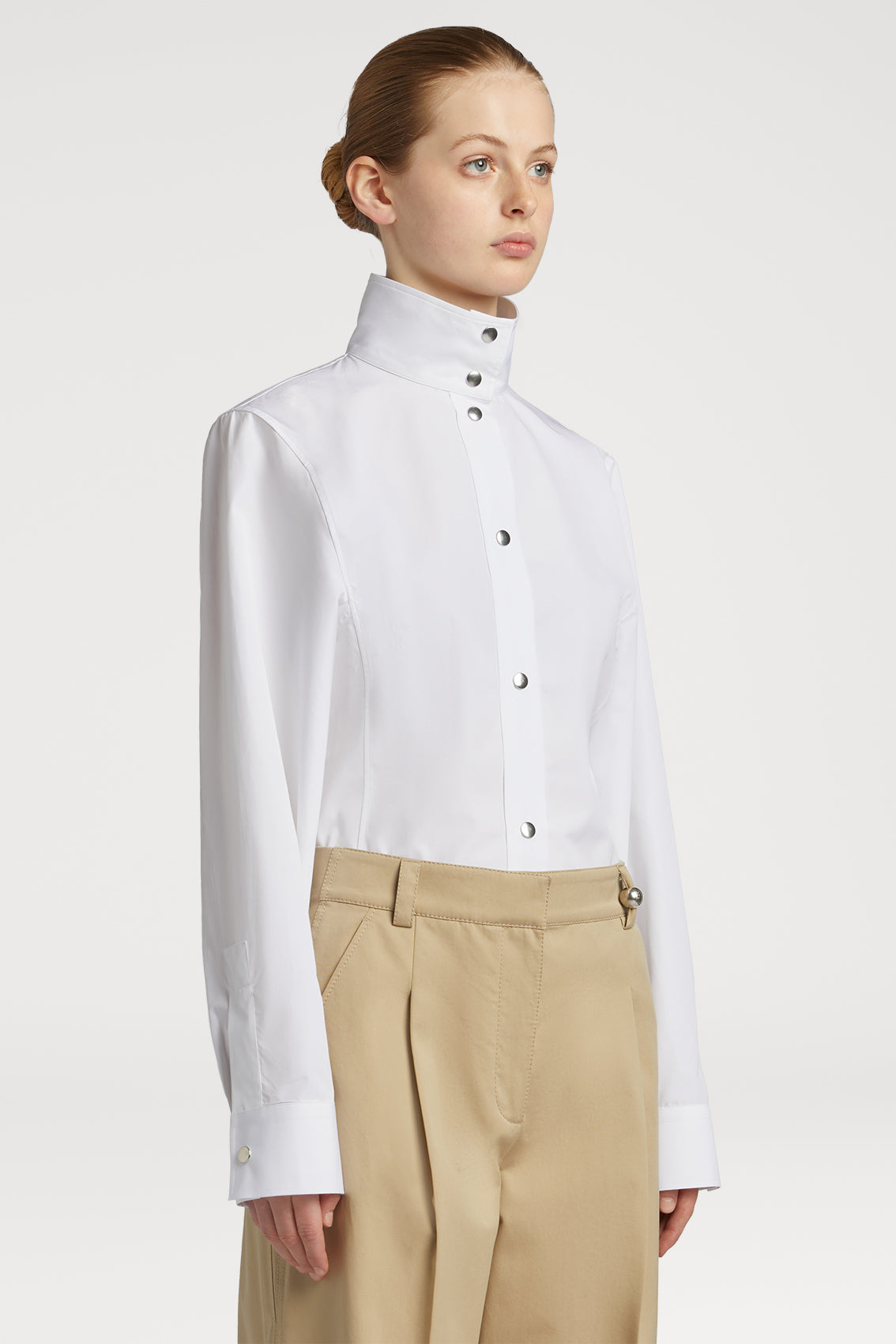 Long Sleeve Shirt with Neck-Brand Collar