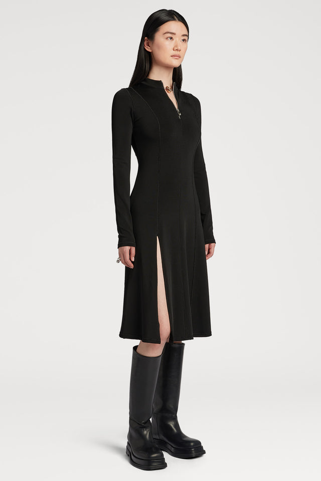 Long Sleeve Knitted Dress with Slit