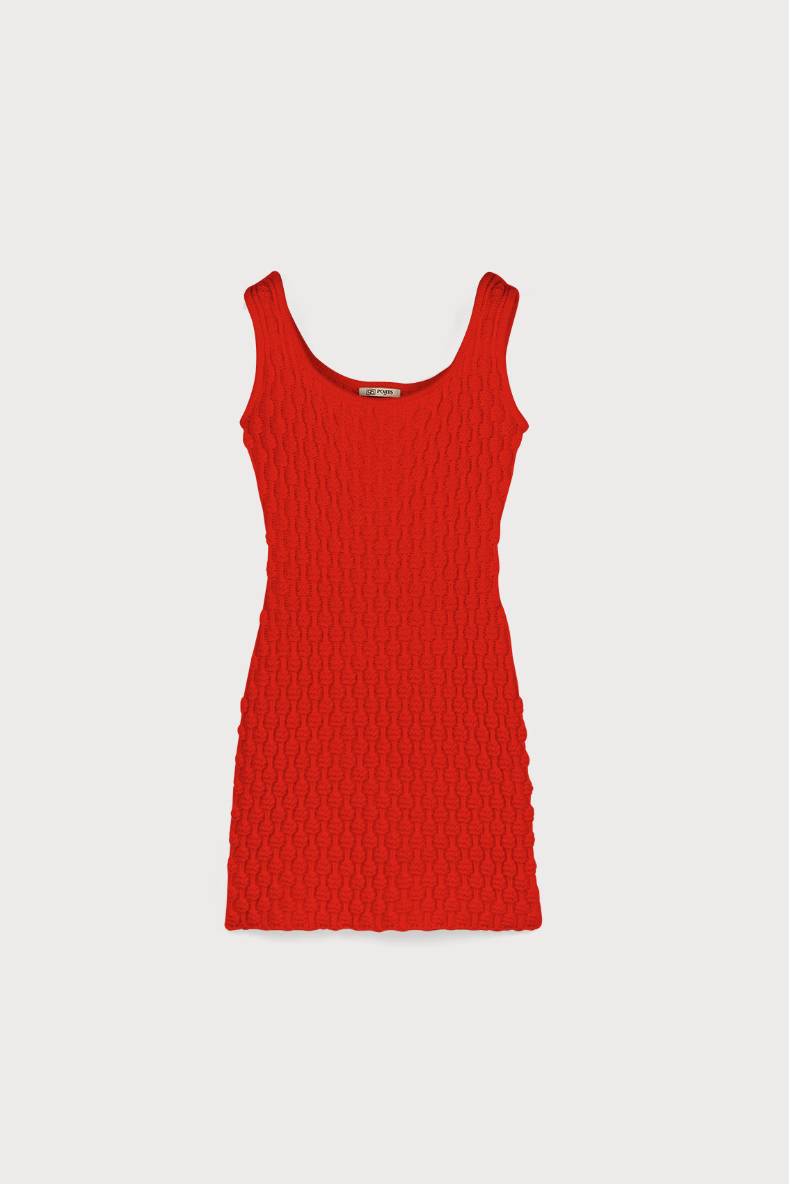 Sleeveless Bubble Stitch Knitted Dress in Fire Red
